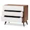 Baxton Studio Calypso Mid-Century White and Walnut Wood 3-Drawer Storage Chest 137-7499 - alternate 8